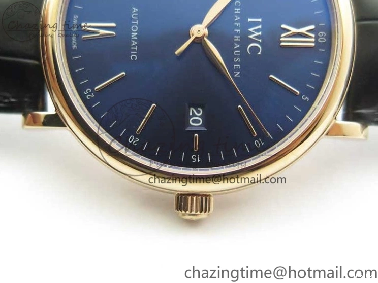 MIROTIME 0809 MoistureWicking Portofino Automatic RG IW356522 FKF 1:1 Best Edition Blue Dial on Black Croco Strap A 7109